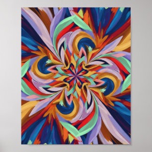 Poster Vibrant Abstrato Bloom - Arte Colorida de Parede