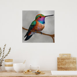 Poster Vibrant Allen’s Hummingbird Painting