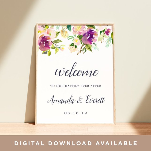Pôster Vibrant Bloom Wedding Welcome (Criador carregado)