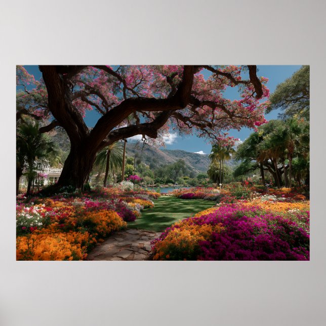 Poster Vibrant Blossom Tree Garden Paradise View (Frente)