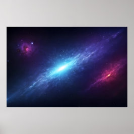 Poster Vibrant Blue Galaxy Supernova Outer Space