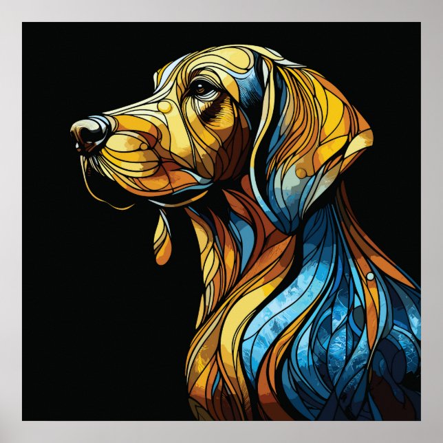 Poster Vibrant Canine Reverie - Trabalho de arte de Vidro (Frente)