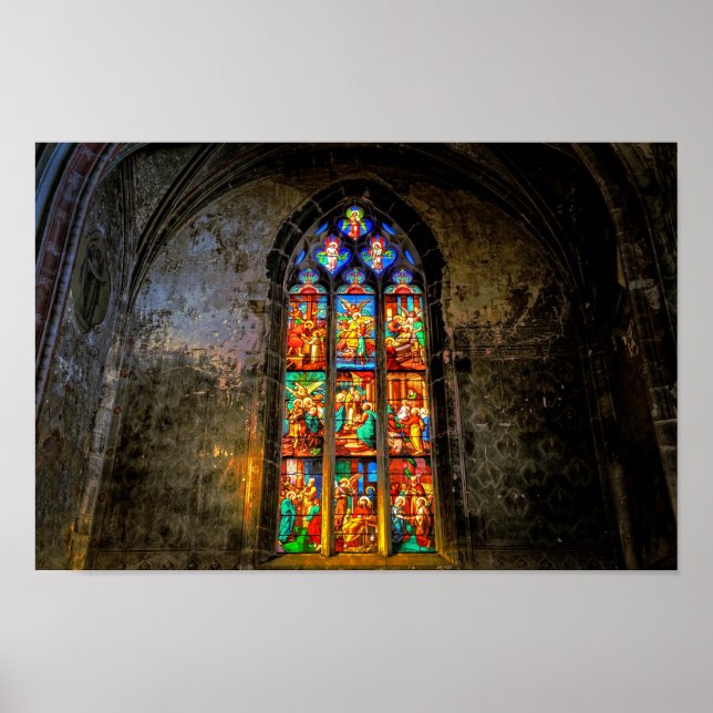 Poster Vibrant Colorful Stained Glass Window (Frente)