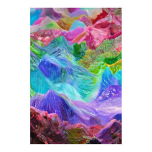 Vibrant Crystal Mountain Abstrato