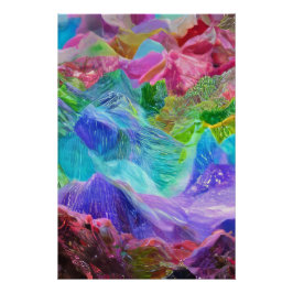 Pôster Vibrant Crystal Mountain Abstrato
