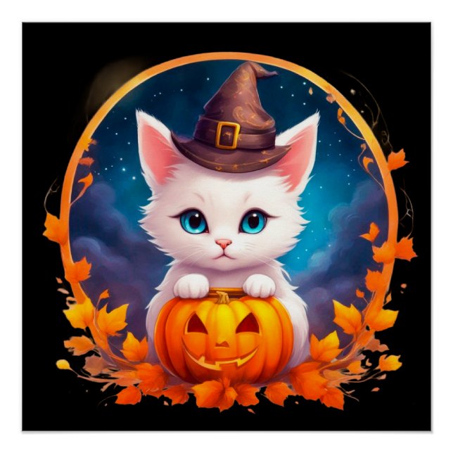 Pôster Vibrant cute kitten halloween (Frente)