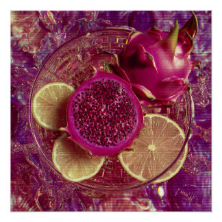 Pôster Vibrant Dragon Fruit Lemon Bowl
