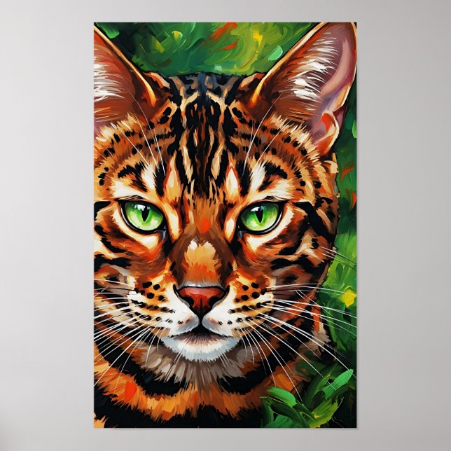 Poster Vibrant Expressionist Bengal Cat (Frente)