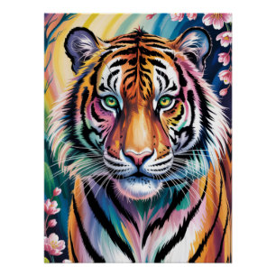 Pôster Vibrant Fantasy Tiger Portrait Exótico