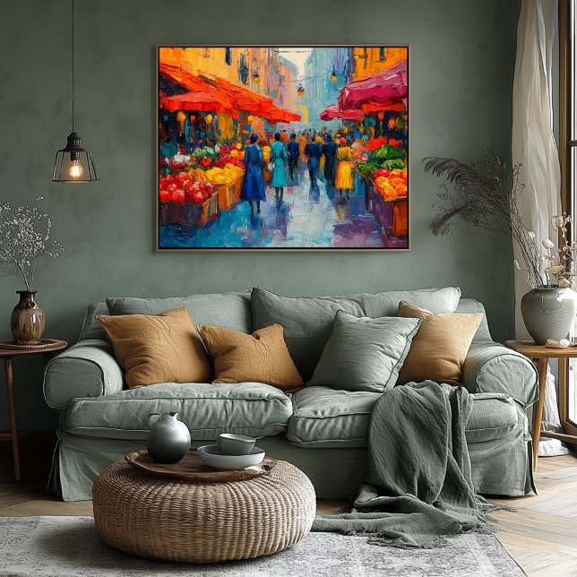 Poster Vibrant Fauvist Street Market Art - Cityscape (Criador carregado)