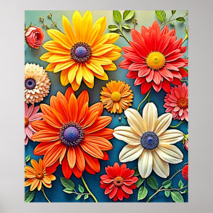Poster Vibrant Floral Fantasy Design