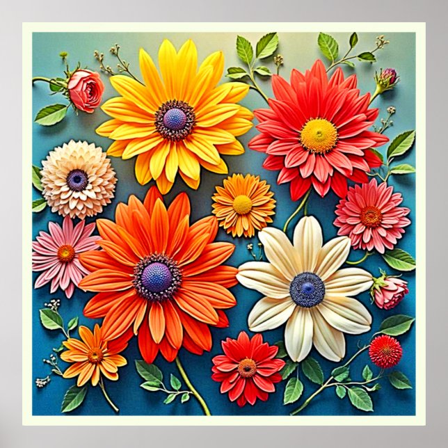 Poster Vibrant Floral Fantasy Design (Frente)
