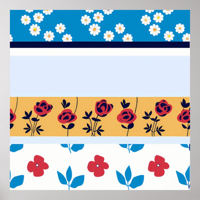 Poster Vibrant Floral Pattern Designs | Custom Art Prints (Frente)