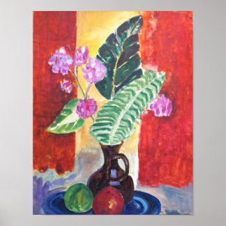 Poster Vibrant Floral Still Life Painting Wall Art