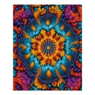 Pôster Vibrant Fractal Bloom