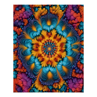 Pôster Vibrant Fractal Bloom