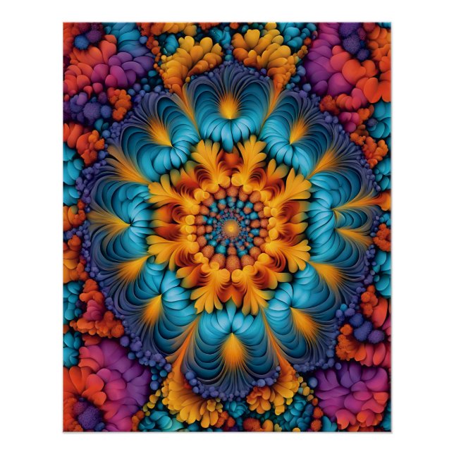Pôster Vibrant Fractal Bloom (Frente)
