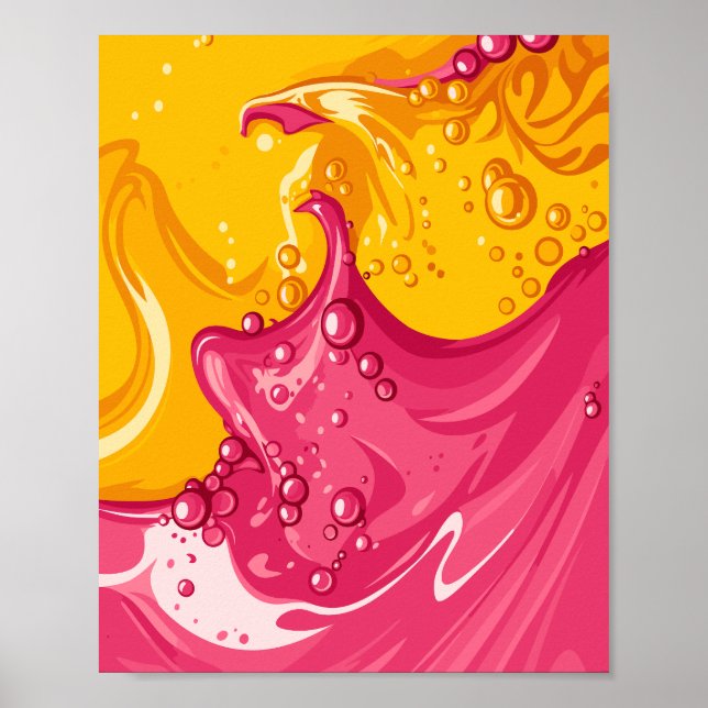 Poster Vibrant Fusion of Pink and Golden Liquid Energy (Frente)