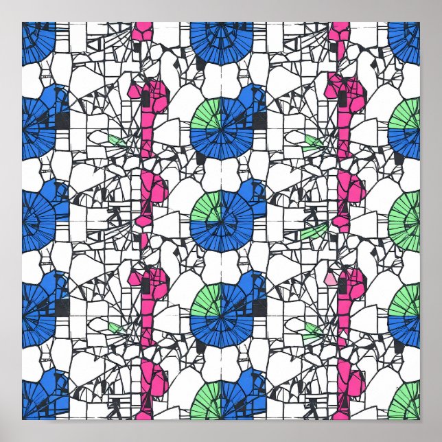 Poster Vibrant Geometric Abstract Seamless Fabric Paper (Frente)