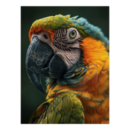 Pôster Vibrant Macaw Parrot Close-Up Fine Art Photo