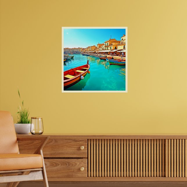 Poster Vibrant Mediterranean Port Life Design (Sala de Estar 2)