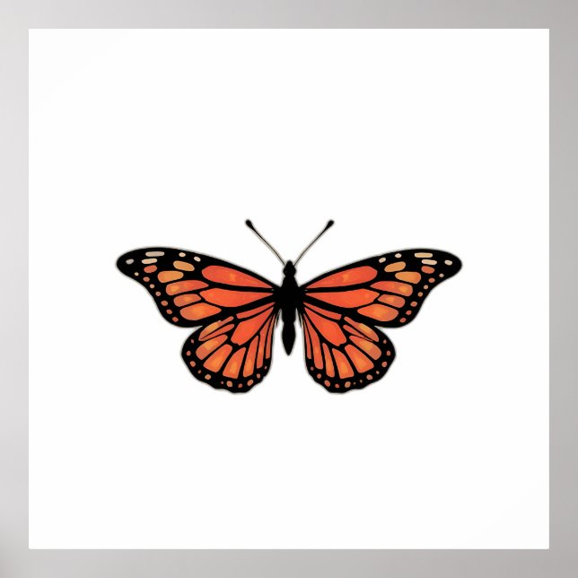 Poster Vibrant Monarch Butterfly Illustration on Light Ba (Frente)