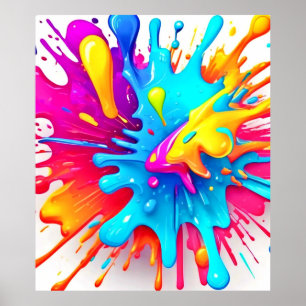 Poster Vibrant Neon Paint Splash Art