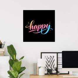 Poster Vibrant Pastel Gradient HAPPY Typography - Modern