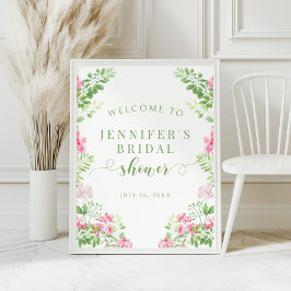 Poster Vibrant Pink Flower Bridal Shower Welcome Sign