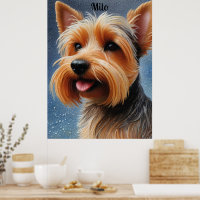 Vibrant Pop Pointillism Yorkshire Terrier Art