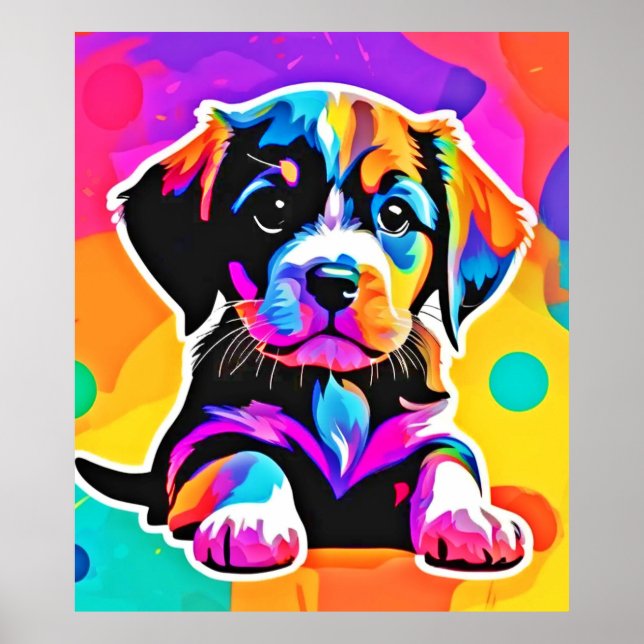 Poster Vibrant Puppy Trabalho de arte (Frente)