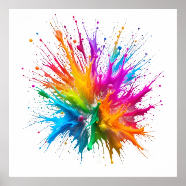 Poster Vibrant Rainbow Paint Splatter Explosion (Frente)