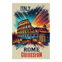 Vibrant Roma Colosseum - Itália Poster