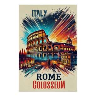 Pôster Vibrant Roma Colosseum - Itália Poster