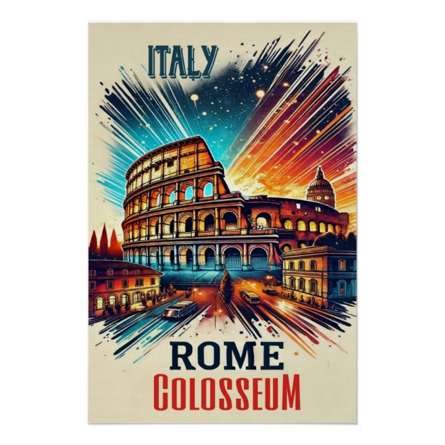 Pôster Vibrant Roma Colosseum - Itália Poster (Frente)