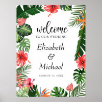 Vibrant Tropical Frame Weding Sign