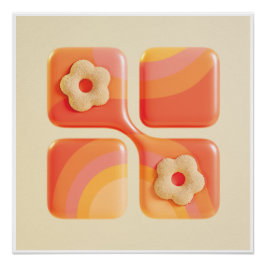 Pôster Vibrant Tufted Flower 3D Art Print - Square Format