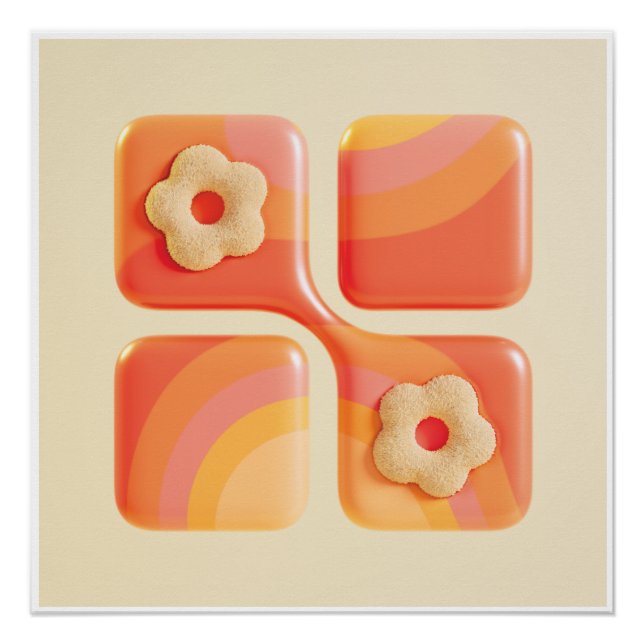 Pôster Vibrant Tufted Flower 3D Art Print - Square Format (Frente)