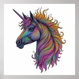 Poster Vibrant Unicorn Majestade