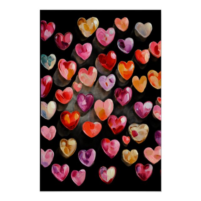 Pôster Vibrant Valentine Poster – Fantasy Hearts Design  (Frente)