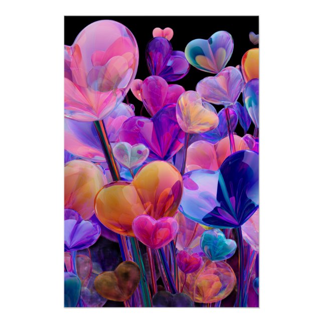 Pôster Vibrant Valentine Poster – Fantasy Hearts Design  (Frente)