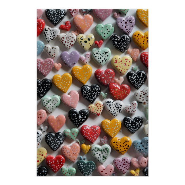 Pôster Vibrant Valentine Poster – Fantasy Hearts Design  (Frente)