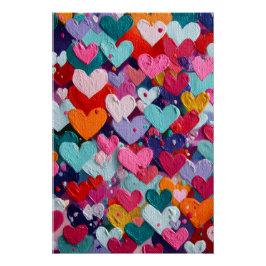 Pôster Vibrant Valentine Poster – Fantasy Hearts Design 