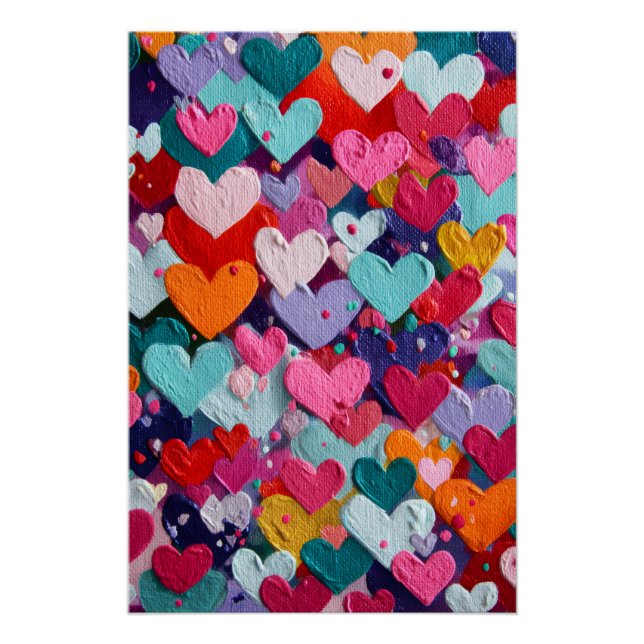 Pôster Vibrant Valentine Poster – Fantasy Hearts Design  (Frente)