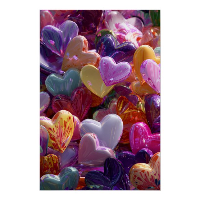 Pôster Vibrant Valentine Poster – Fantasy Hearts Design  (Frente)