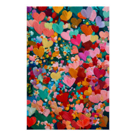 Pôster Vibrant Valentine Poster – Fantasy Hearts Design 