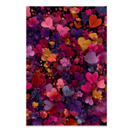 Pôster Vibrant Valentine Poster – Fantasy Hearts Design 