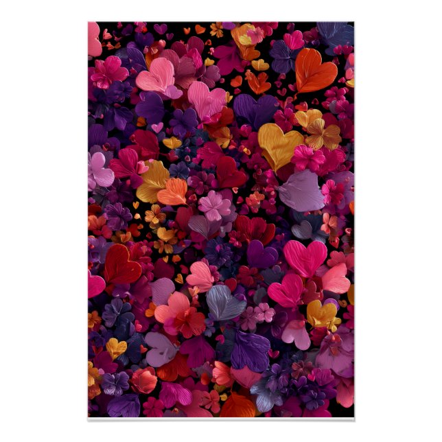 Pôster Vibrant Valentine Poster – Fantasy Hearts Design  (Frente)