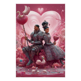 Pôster Vibrant Valentine Poster – Fantasy Hearts Design 
