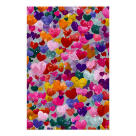 Pôster Vibrant Valentine Poster – Fantasy Hearts Design 